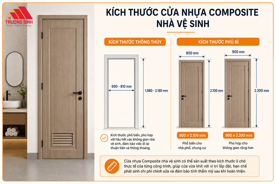 Kích thước cửa nhựa Composite nhà vệ sinh
